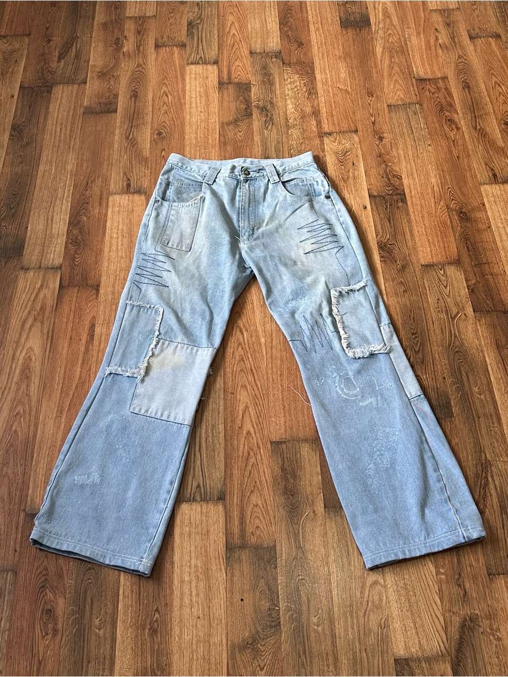 Vintage Y2K Hip Hop History Platinum Mens Denim Jeans Size 32 Flared Baggy